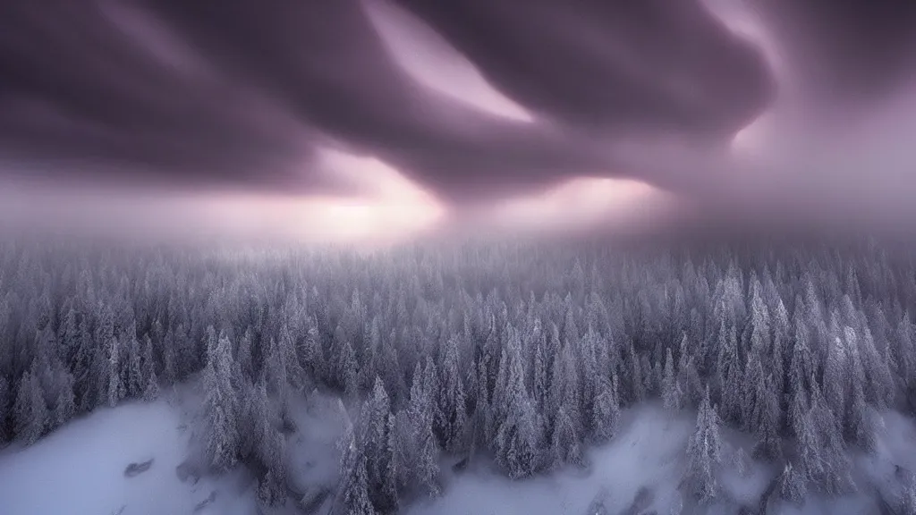 Image similar to amazing landscape photo of a nuclear winter by marc adamus, beautiful dramatic lighting