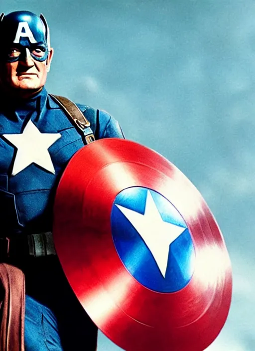 Image similar to film still of John Wayne as Captain America in Captain America The First Avenger, 4k