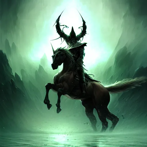 Image similar to concept art by artgerm, conquest of the four horsemen of the apocalypse, soft green natural light, intricate, hooded death riding a horse, highly detailed dark art, digital painting, artstation, concept art, smooth, sharp focus, illustration, art by greg rutkowski and luis rollo and uang guangjian and gil elvgren, symmetry!