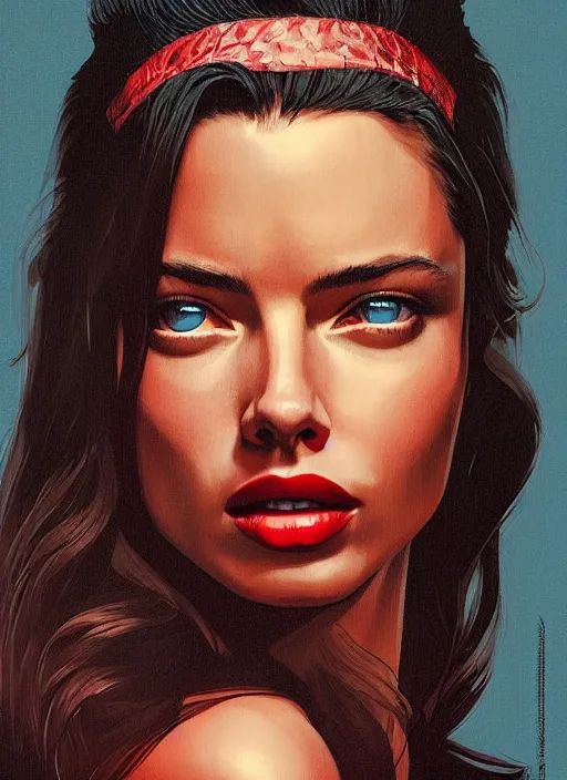 Image similar to twin peaks movie poster art, portrait of adriana lima, from scene from twin peaks, clean, simple illustration, nostalgic, domestic, highly detailed, digital painting, artstation, concept art, smooth, sharp focus, illustration, artgerm, donato giancola, joseph christian leyendecker, wlop