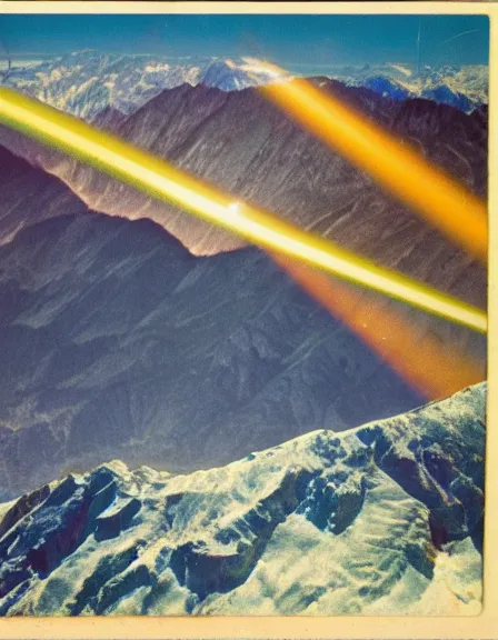 Image similar to vintage color photo of light rays shinning through Cordillera De Los Andes, 8k definition