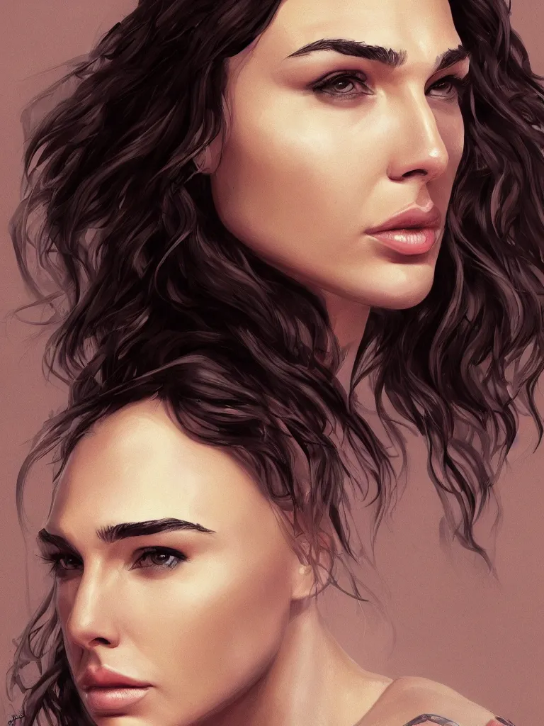 Image similar to a beautiful portrait of gal gadot by Karmen loh and, detailed, proportional, trending on art station, 4k