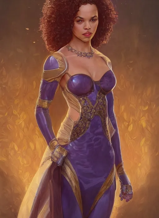 Prompt: full figure ultra realistic illustration, madeleine mantock from charmed second tv show, as marvel enchantress, intricate, elegant, highly detailed, digital painting, artstation, concept art, smooth, sharp focus, illustration, art by artgerm and greg rutkowski and alphonse mucha