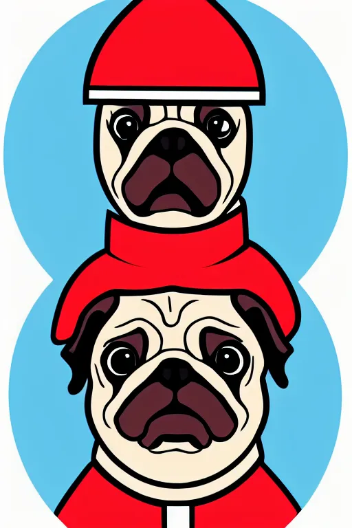 Image similar to Portrait of a pug as the pope, knight, medieval, sticker, colorful, illustration, highly detailed, simple, smooth and clean vector curves, no jagged lines, vector art, smooth