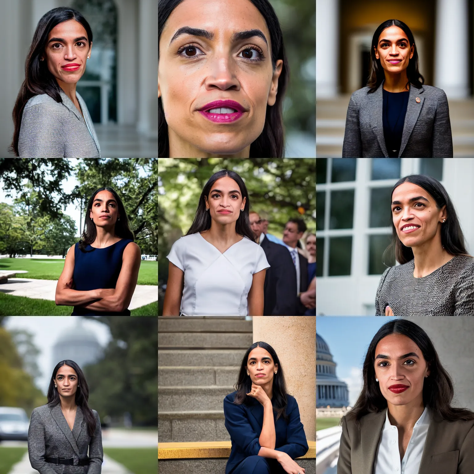 Prompt: portrait photo of president alexandria ocasio - cortez, photo by pete souza, 8 5 mm f / 1. 4