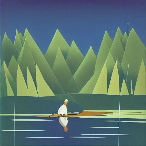 Image similar to eyvind earle fishing game