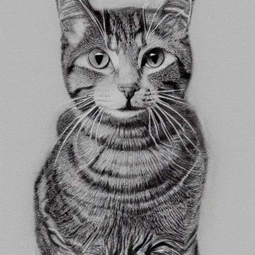 Image similar to cat wearing a christmas jumper pencil sketch highly detailed, smooth, sharp focus