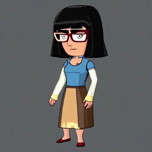 Prompt: Tina Belcher in the style of Star Wars: The Clone Wars (2008)