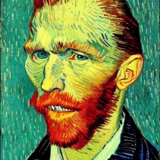 Image similar to Portrait of Jerma smiling, Vincent van Gogh painting