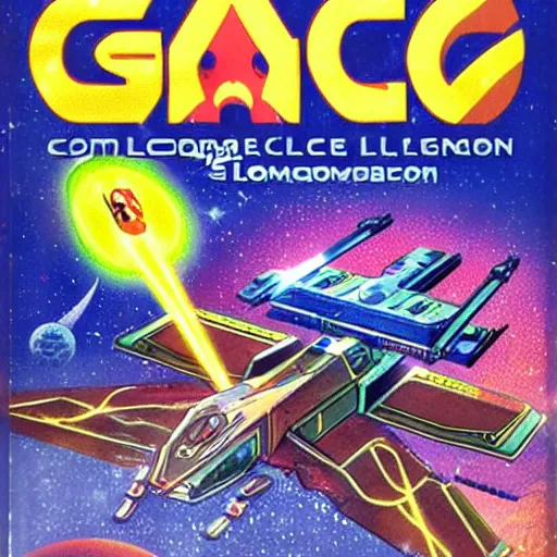 Prompt: video game box art of a commodore 6 4 game called space legion 2.