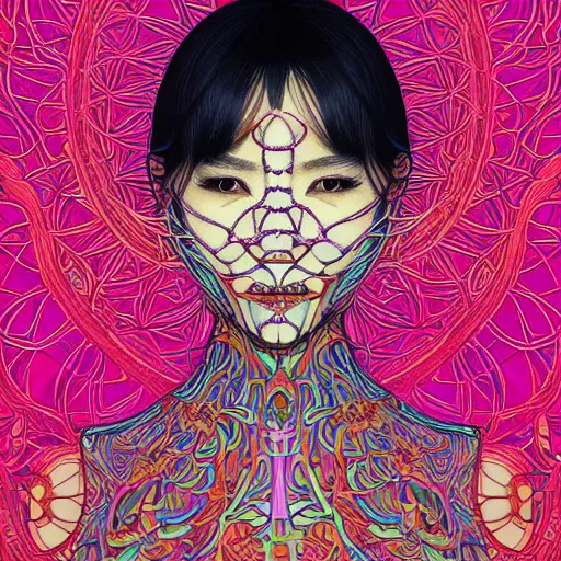 Image similar to the portrait of an unbelievably beautiful, elegant, and sophicated young asian instagram model partially made of broccoli, an ultrafine detailed illustration by james jean, intricate linework, bright colors, final fantasy, behance contest winner, vanitas, angular, altermodern, unreal engine 5 highly rendered, global illumination, radiant light, detailed and intricate environment