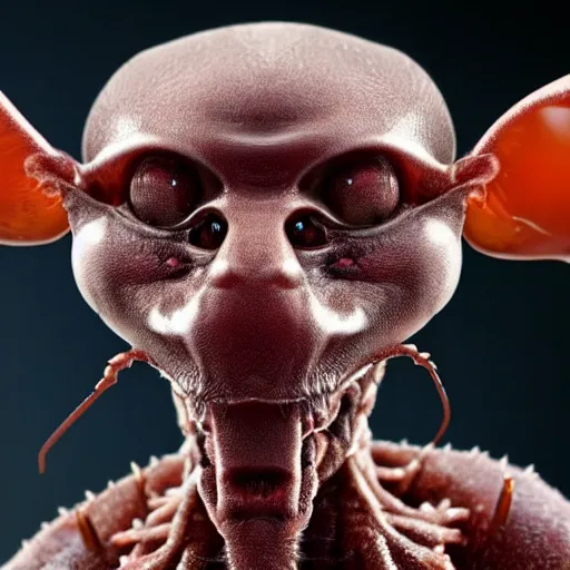 Prompt: Close-up of an angry human ant hybrid, creepy, unsettling, disturbing, hd