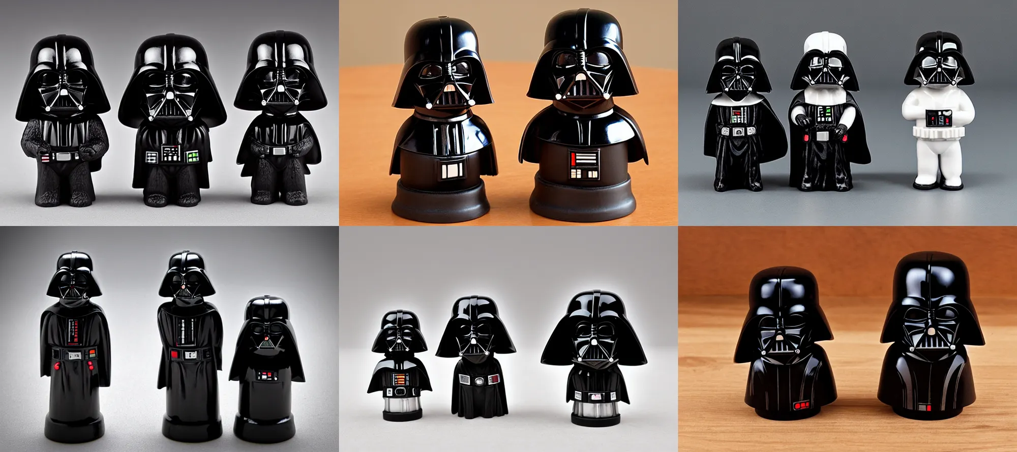 Prompt: darth vader and luke, salt and pepper shakers