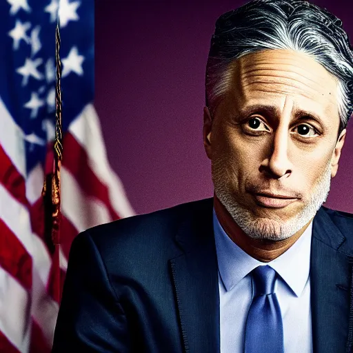 Prompt: Jon Stewart as President of the United States, photo, 8K