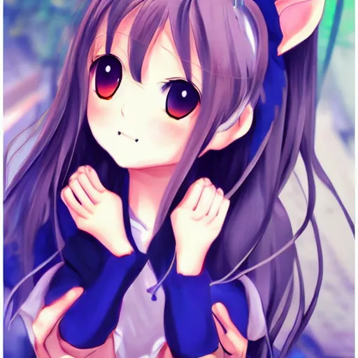 Image similar to very very beautiful cute anime catgirl trending on pixiv 8k