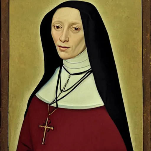 Image similar to a renaissance style portrait painting of the nun