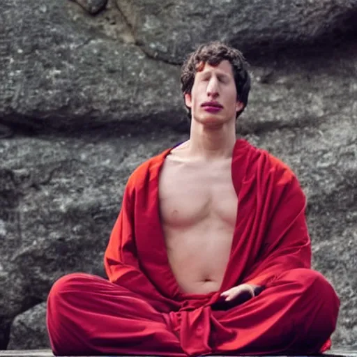 Image similar to andy samberg as an ascetic monk meditating