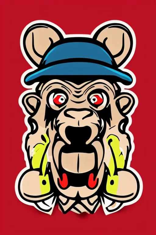 Image similar to Portrait of a Monkey, mafia, gangster, sticker, colorful, illustration, highly detailed, simple, smooth and clean vector curves, no jagged lines, vector art, smooth