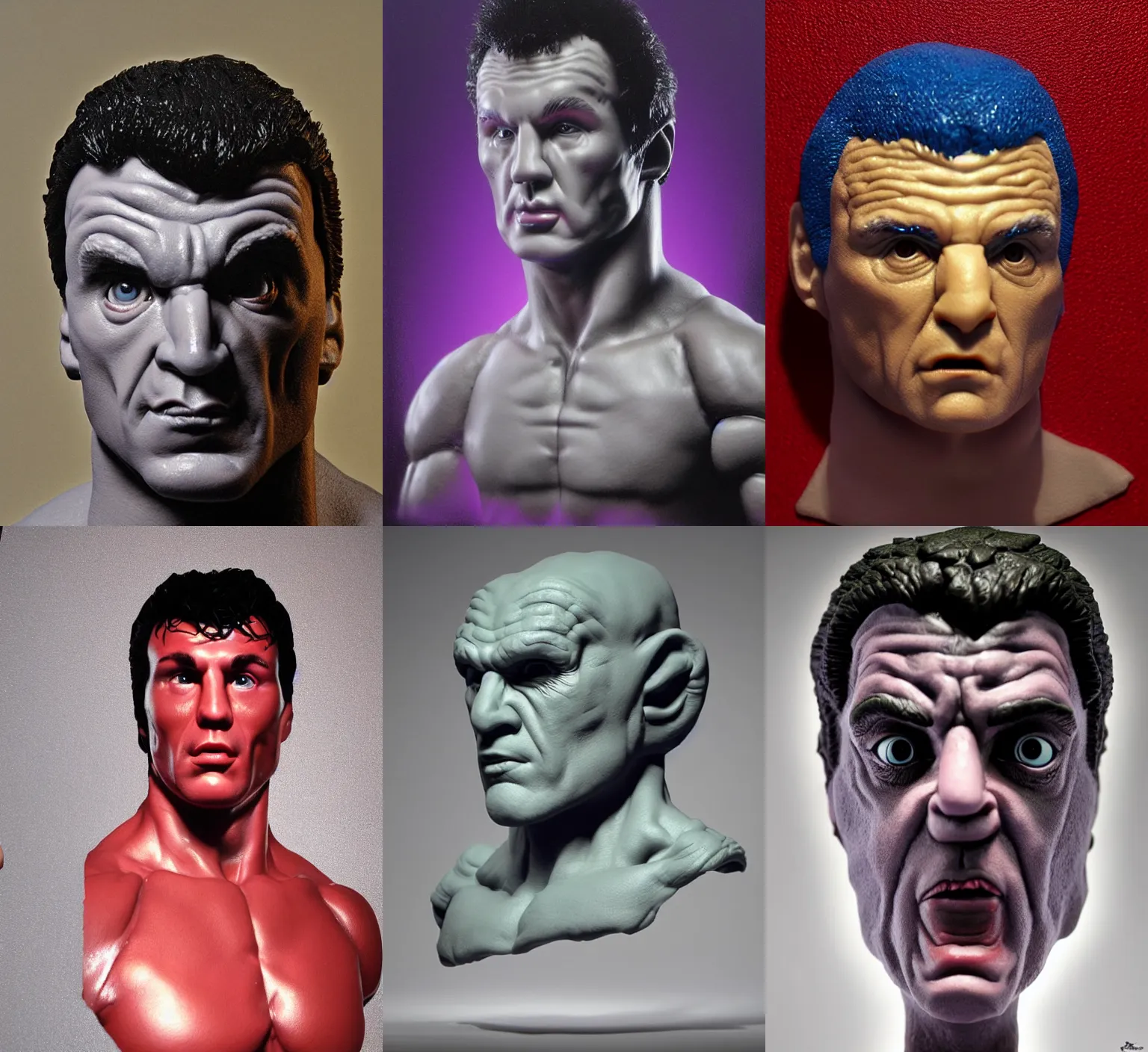 Prompt: portrait of a alien Rocky Balboa by Jason Edmiston, plasticine, volumetric light