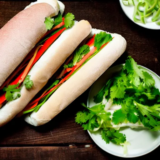 Prompt: food photography banh mi