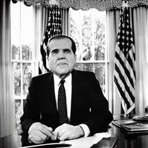 Image similar to Nixon drinking heavily in the oval office, historical photo