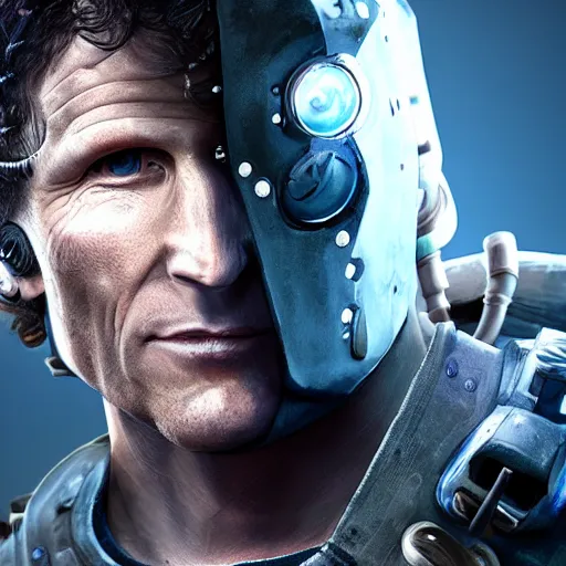 Prompt: todd howard as a cyberpunk medieval cyborg, photorealistic