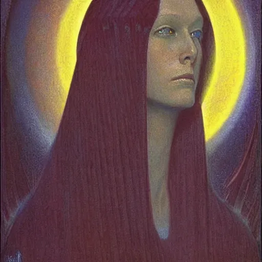 Prompt: portrait of bene gesserit order sister by jean delville