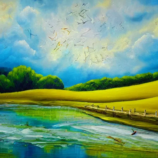 Image similar to Landscapes: The Joy Of Life, oil painting, evokes feelings of joy, 4k detail