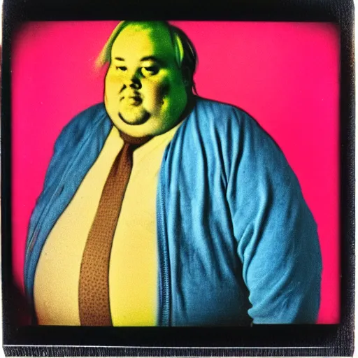 Image similar to color polaroid portrait of a fat man by andy warhol.