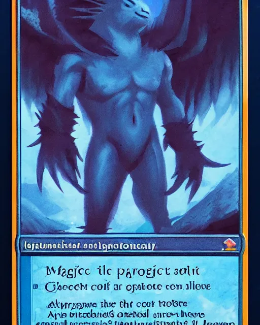 Image similar to magic the gathering blue creature card