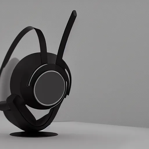 Image similar to wireless headphone stand, futuristic, techno, cyberpunk, product design, render, concept, fun, geometric
