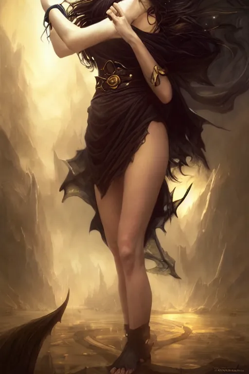 Image similar to seductive looking sorceress prays!!! magic the gathering, windy hair!, surreal dark fantasy, cinematic volumetric lights, portrait, dnd, intricate, elegant, highly detailed, digital painting, artstation, concept art, smooth, sharp focus, illustration, art by artgerm and tom bagshaw and greg rutkowski and alphonse mucha
