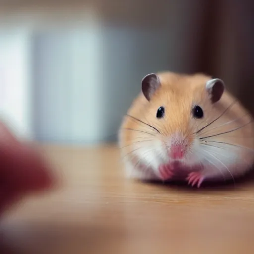 Prompt: a hamster is looking at his cell phone