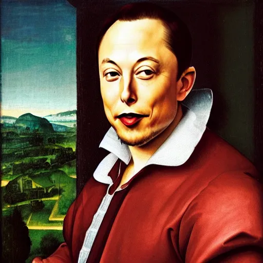 Prompt: a renaissance portrait of elon musk with the plague