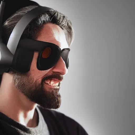 Image similar to jesus christ, with a gaming headset gaming, led lights, unreal engine, dslr, award winning, 8 k, octane beautifully detailed render, cold lighting, cinematic lighting, detailed photo,