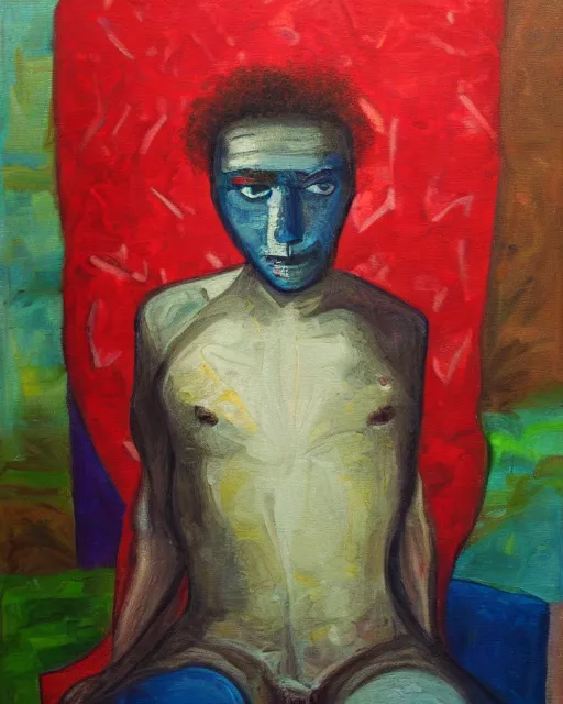 Image similar to I'm not sure what's wrong, but nobody likes me. Oil on canvas.