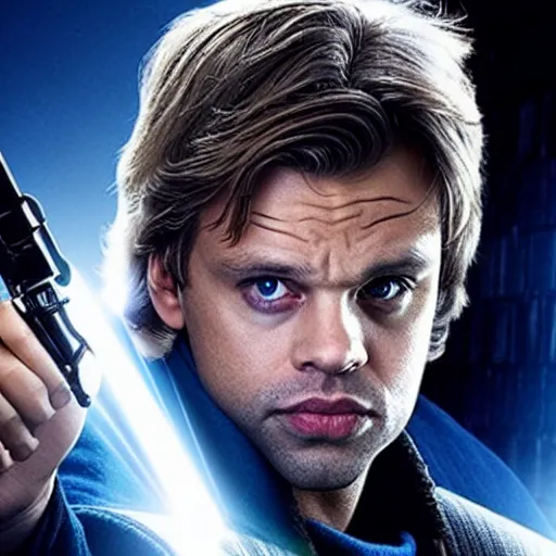 Prompt: sebastian stan as luke skywalker