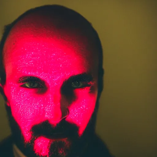 Image similar to a man with red glowing eyes