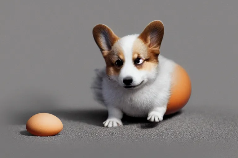 Image similar to a baby corgi crawling out of an egg, photography, concept art, digital art, trending on artstation, 4 k, extremely detailed, realistic, photorealistic,