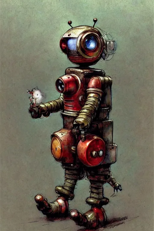 Image similar to adventurer ( ( ( ( ( 1 9 5 0 s retro future robot android robot mouse clown wagon. muted colors. ) ) ) ) ) by jean baptiste monge!!!!!!!!!!!!!!!!!!!!!!!!! chrome red