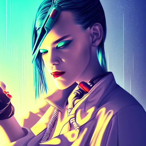 Image similar to cyberpunk woman, cigarette dangling, grenade in hand, graphic illustration by jason chan, ultradetailed, 8 k