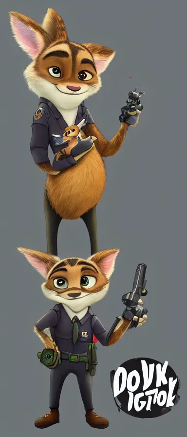 Image similar to “ animal character in the style of zootopia holding laser gun, floating alone, with a black dark background, digital art, award winning, trending on art station ”