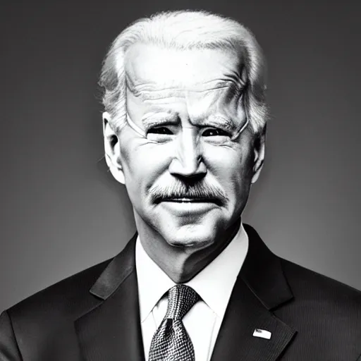 Prompt: Detailed portrait of Joe Biden with large mustache and mullet hair, 8k, realistic, 50mm photograph