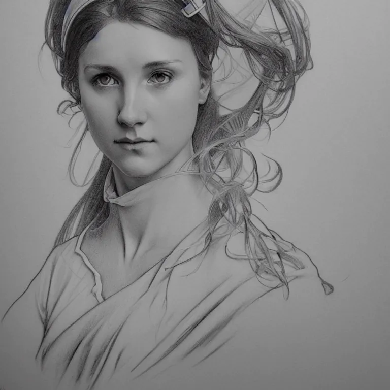 Image similar to hyperrealist pencil sketch of a lovely female nurse by david malan and alphonse mucha, fantasy art, drawing, circular composition!!!, dynamic lighting, artstation, poster, volumetric lighting, very detailed faces, 4 k, award winning