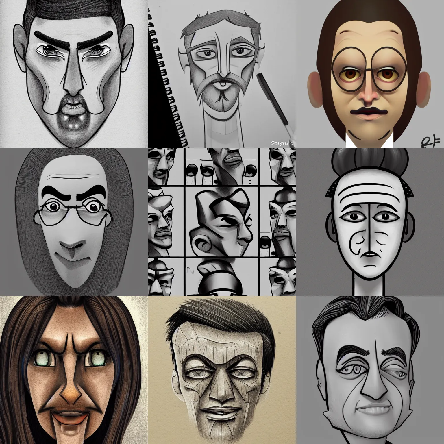 Prompt: a stylized character face drawing by Sergio Pablos