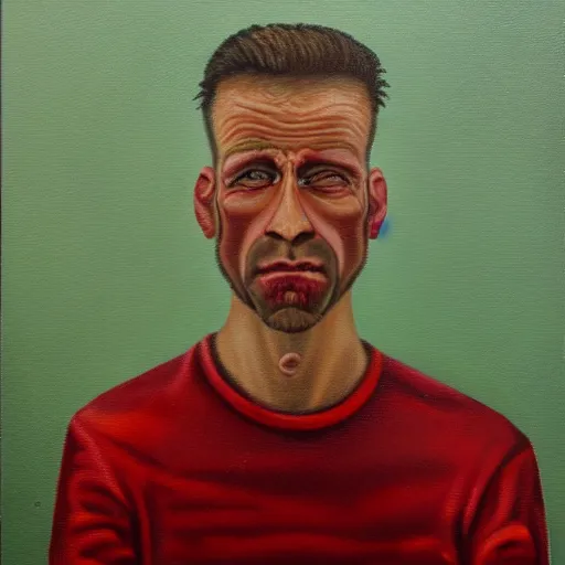 Image similar to a man with split personality disorder, award winning oil painting