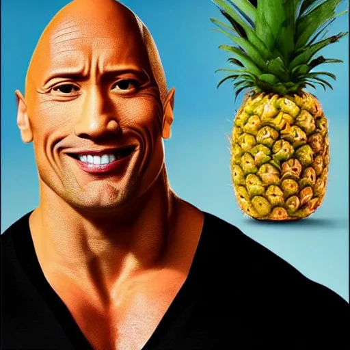 Image similar to dwayne the rock johnson as a pineapple, mixed with a pineapple, looks like a pineapple, pineapple