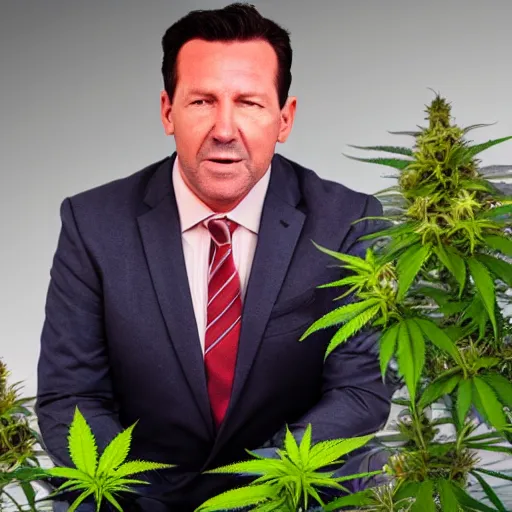 Prompt: mark mcgowan tries cannabis, octane render