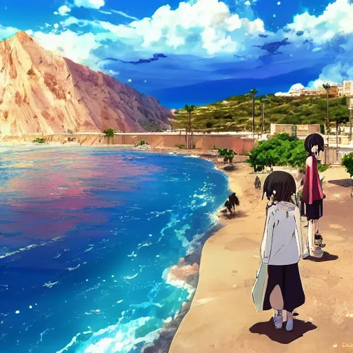 Prompt: beautiful anime Costa Blanca by makoto shinkai