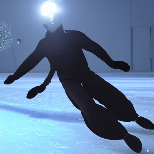 Image similar to a surreal figure skate on smooth ice cinematic light, unreal engine, trending on artstation